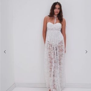 For Love and Lemons Lorena Maxi Dress in White Size L